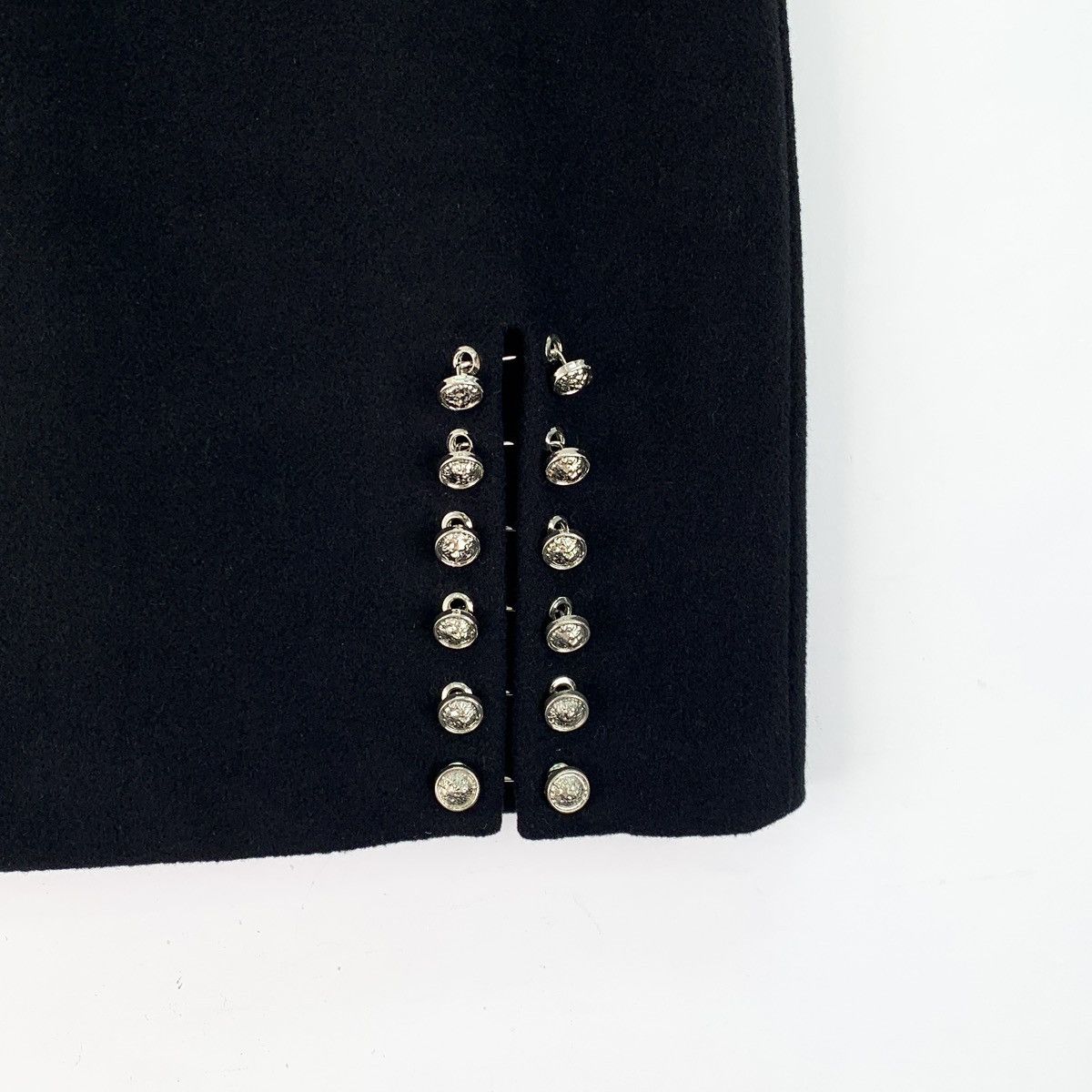 Versace Versace Black Wool Side Button Casual Skirt K26WX Size 26" / US 2 / IT 38 - 4 Thumbnail