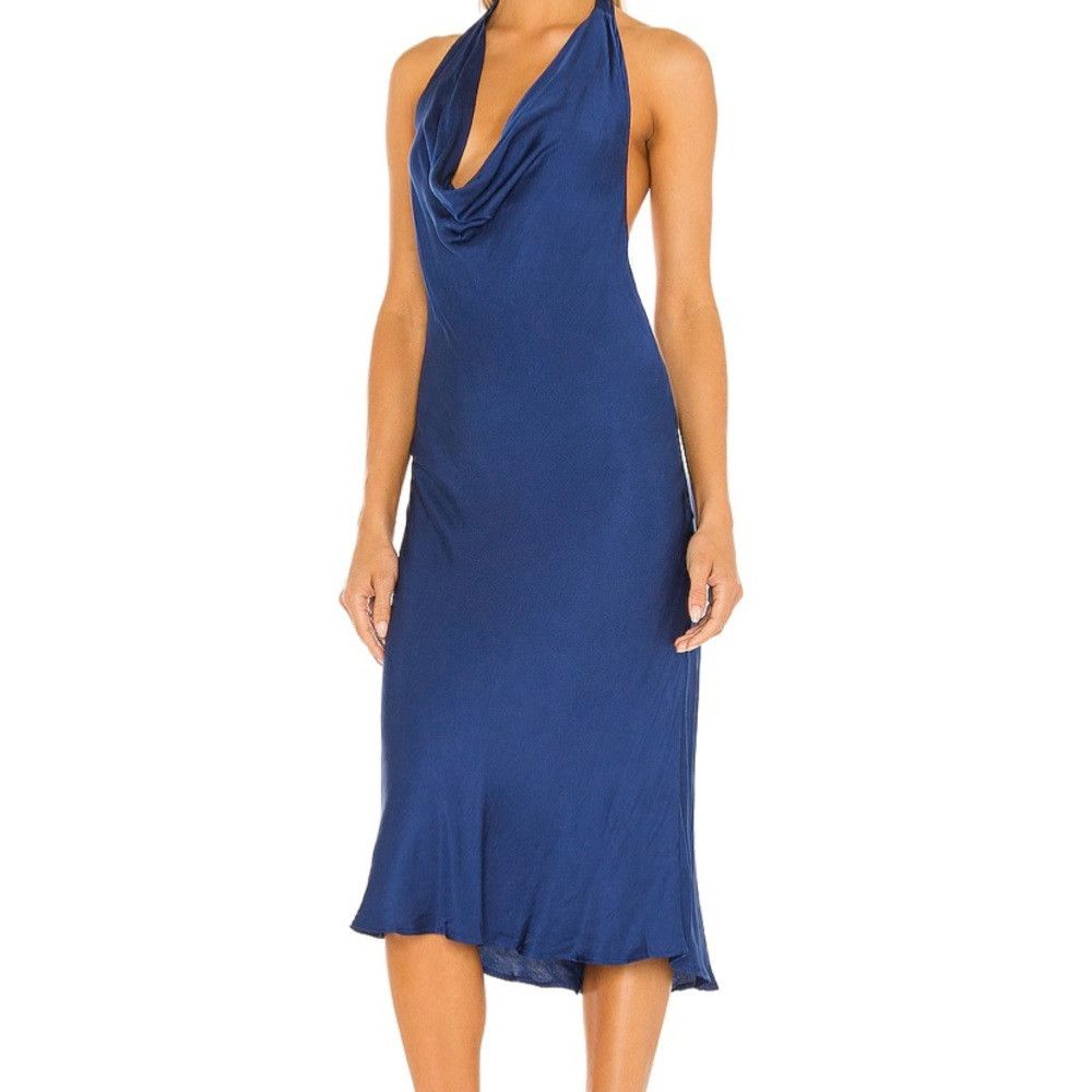 Young Fabulous & Broke YFB Rebel Satin Halter Dress in Jewel Blue revolve Size XS / US 0-2 / IT 36-38 - 1 Thumbnail