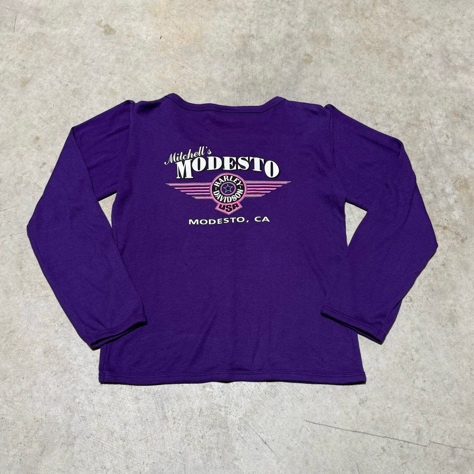 Harley Davidson Vintage Women’s Button Up Harley Tee Modesto Size L / US 10 / IT 46 - 2 Thumbnail
