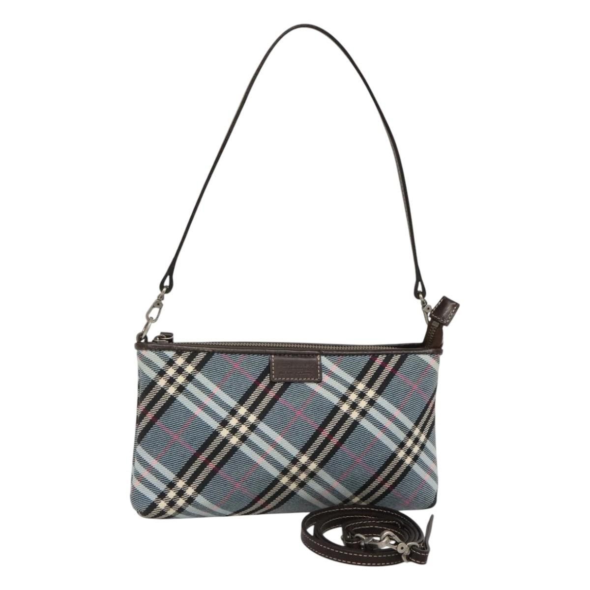 Burberry Nova Check Blue Label Shoulder Bag Canvas 2Way Blue Auth 117772, Women's