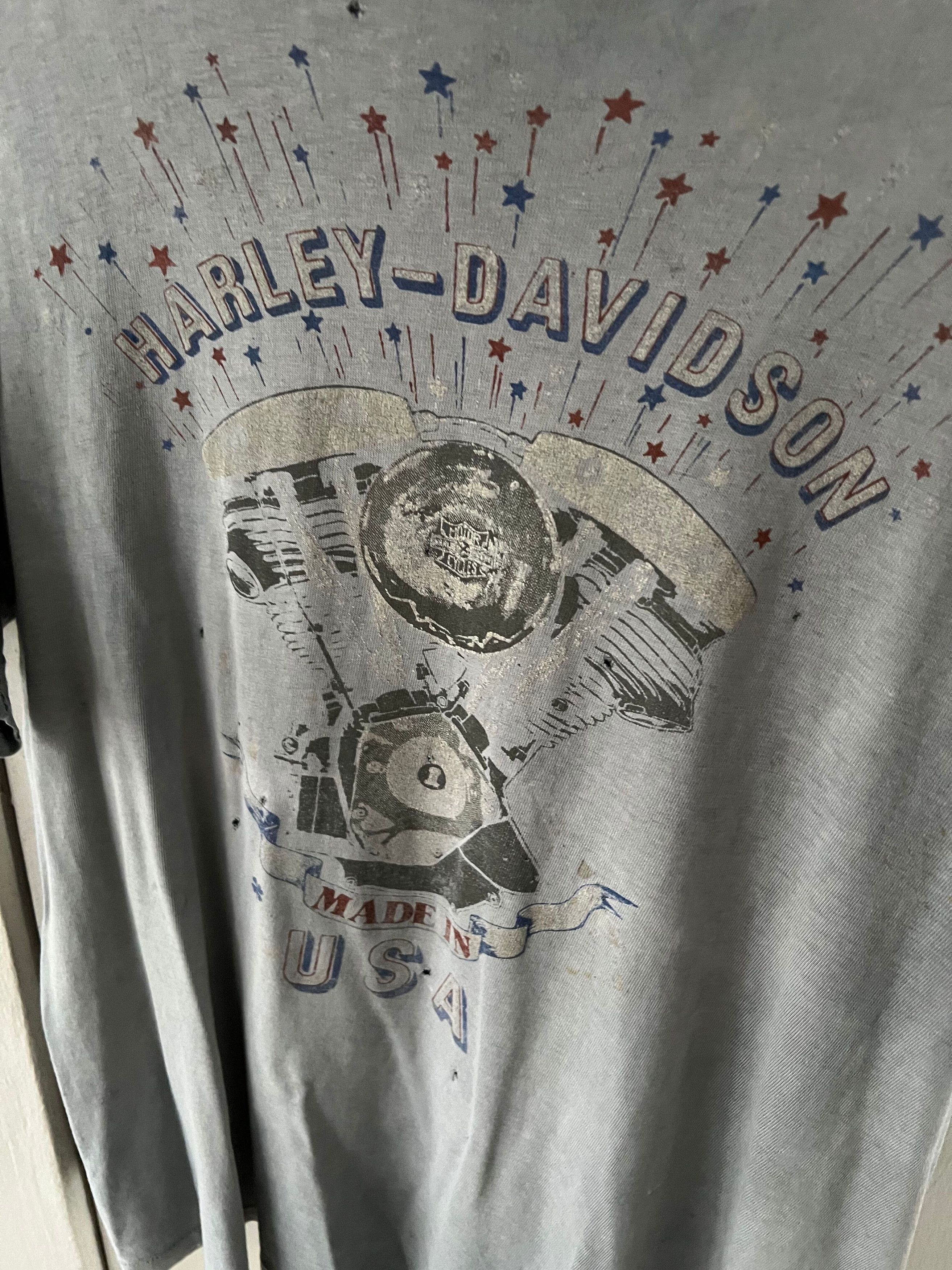 Harley Davidson × Vintage Super faded distressed Harley Davidson tee Size US L / EU 52-54 / 3 - 6 Thumbnail