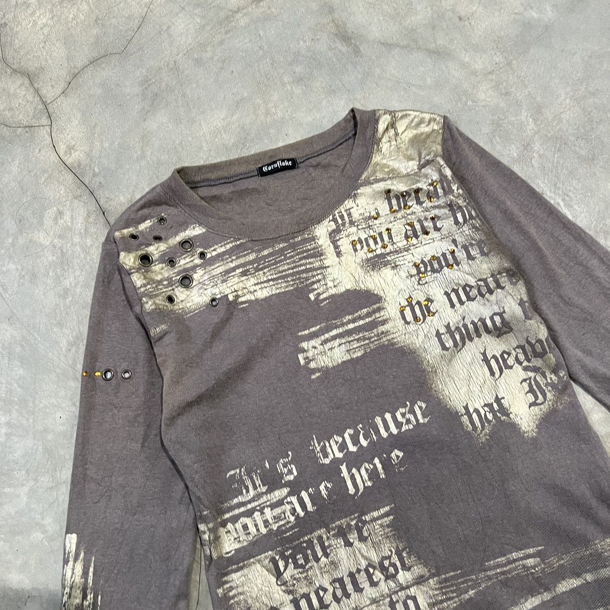 If Six Was Nine 2000s Cornflake Vkei Style Poem Long Sleeve Shirt Size M / US 6-8 / IT 42-44 - 2 Thumbnail