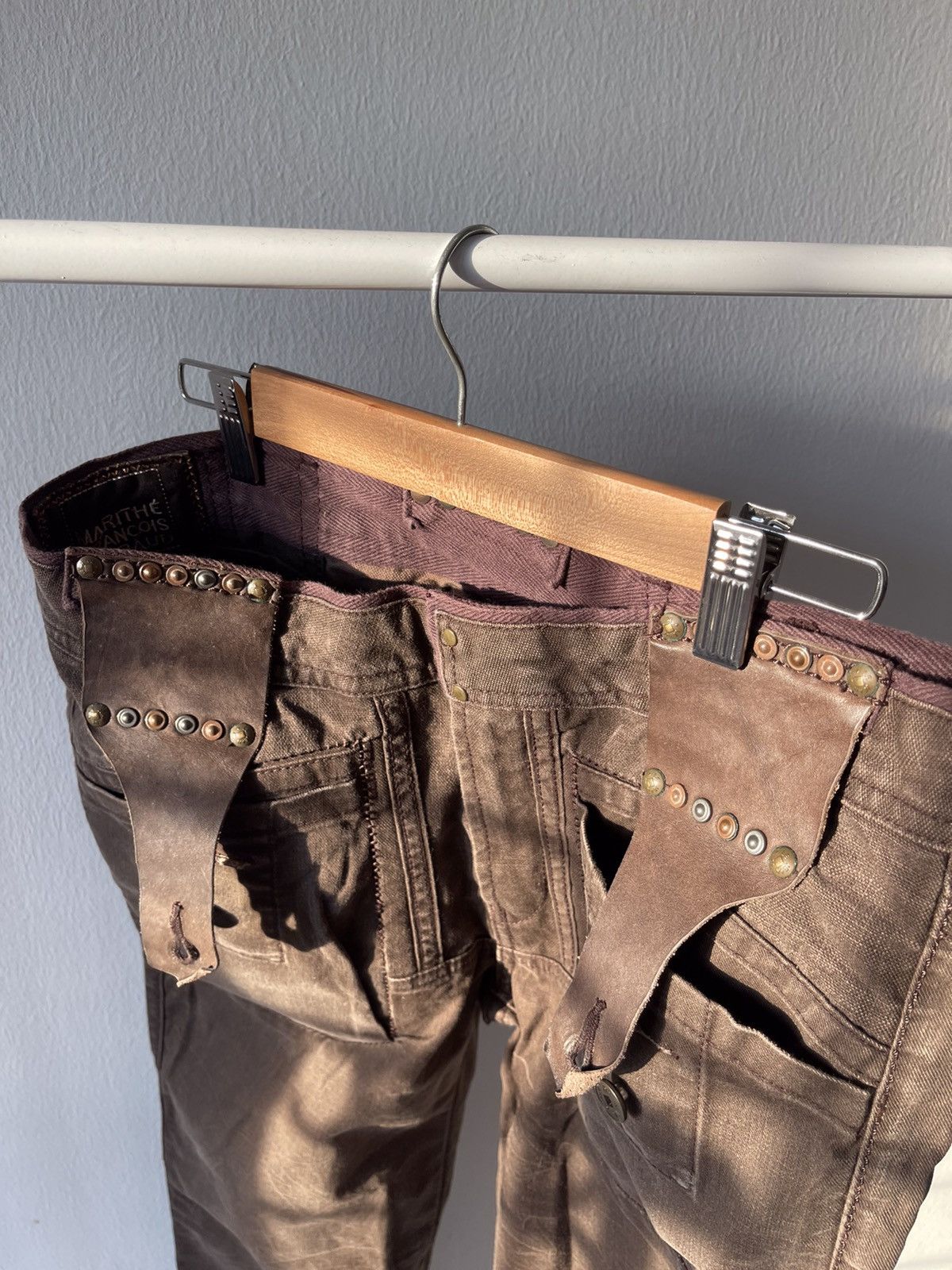 Marithe + Francois Girbaud 90s Marithe Francois Girbaud Leather paded part Pants A6 Size US 30 / EU 46 - 7 Thumbnail
