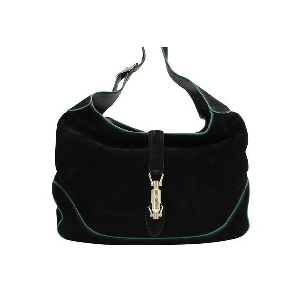 image of Gucci Black/ Sea Blue Suede Shoulder Bag, Women's