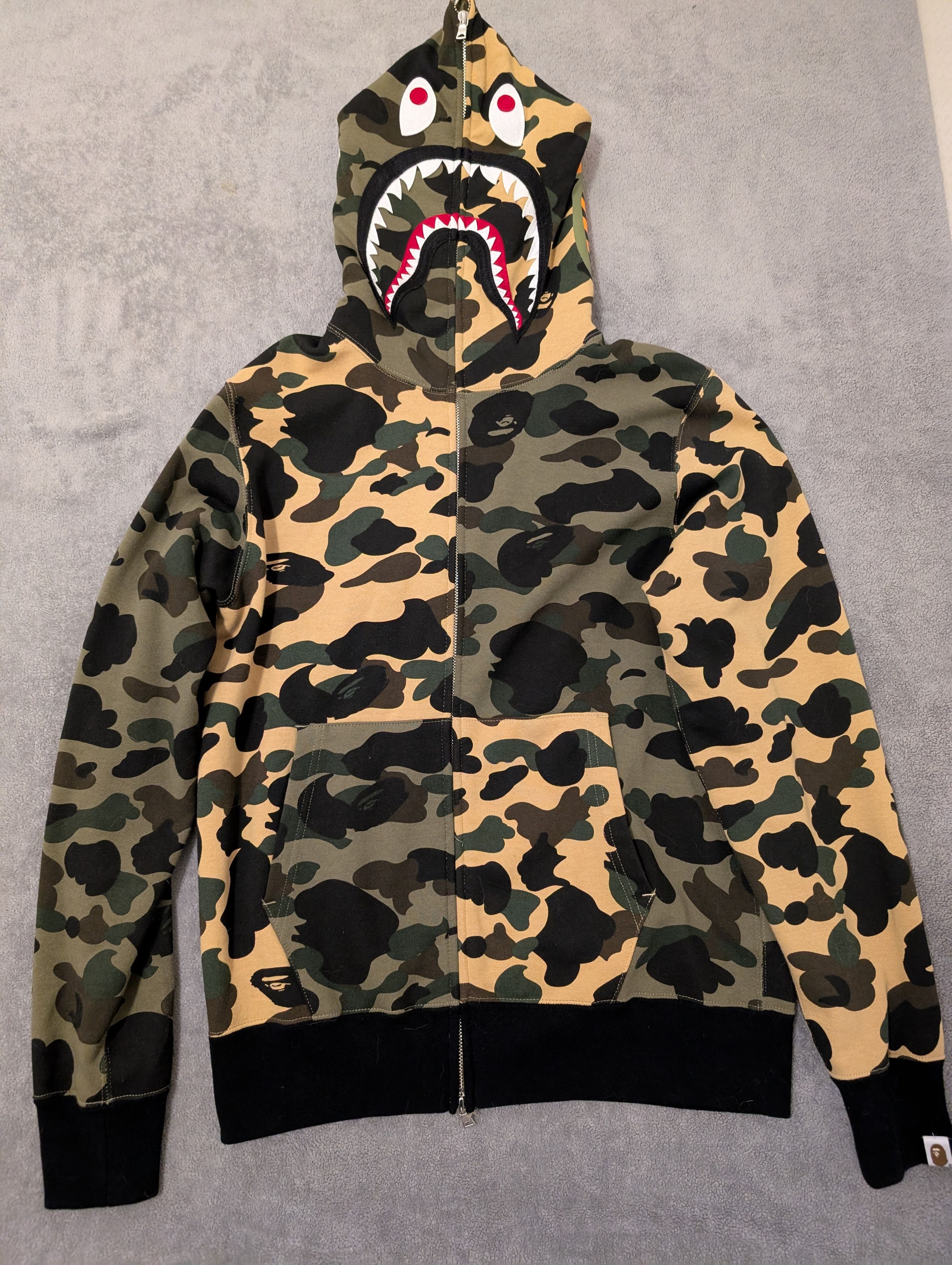 Bape Color Camo Tiger Shark Half Full Zip Hoodie | Grailed