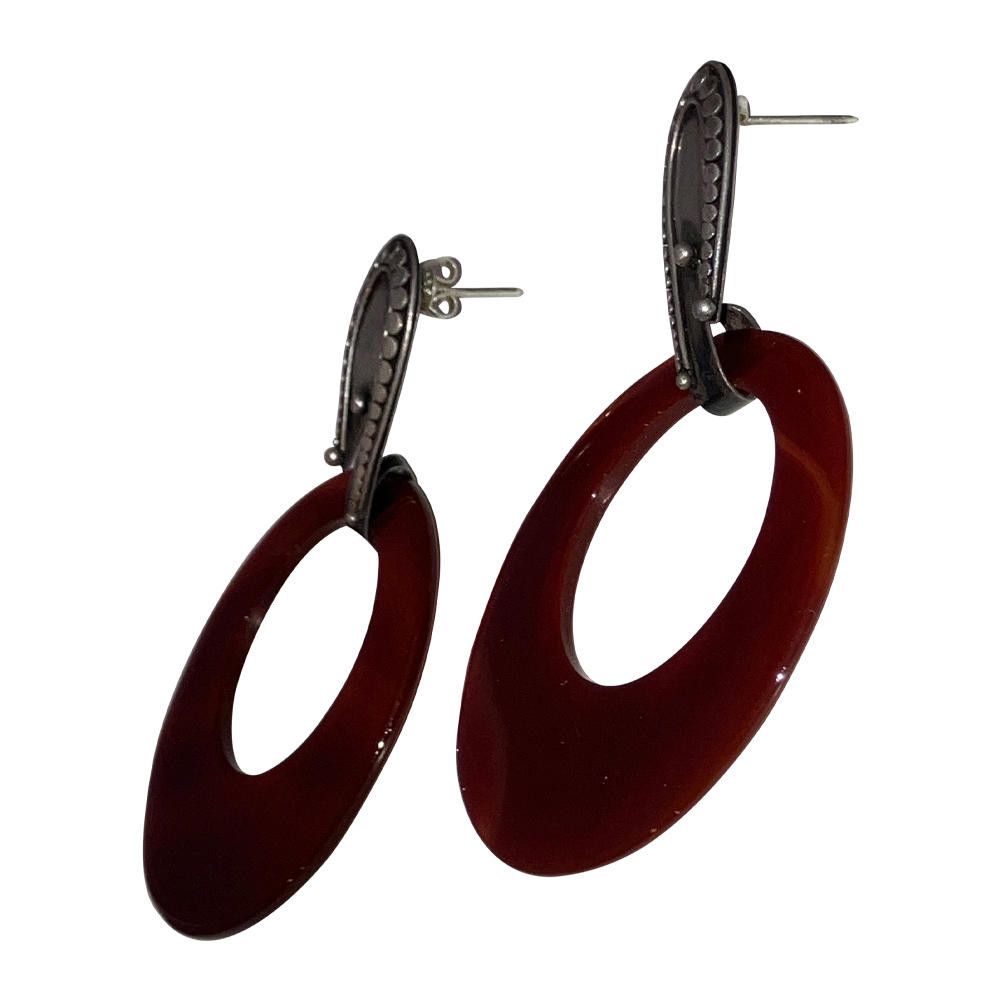 Designer Carnelian Sterling Jumbo Hoop Earrings Size ONE SIZE - 5 Thumbnail