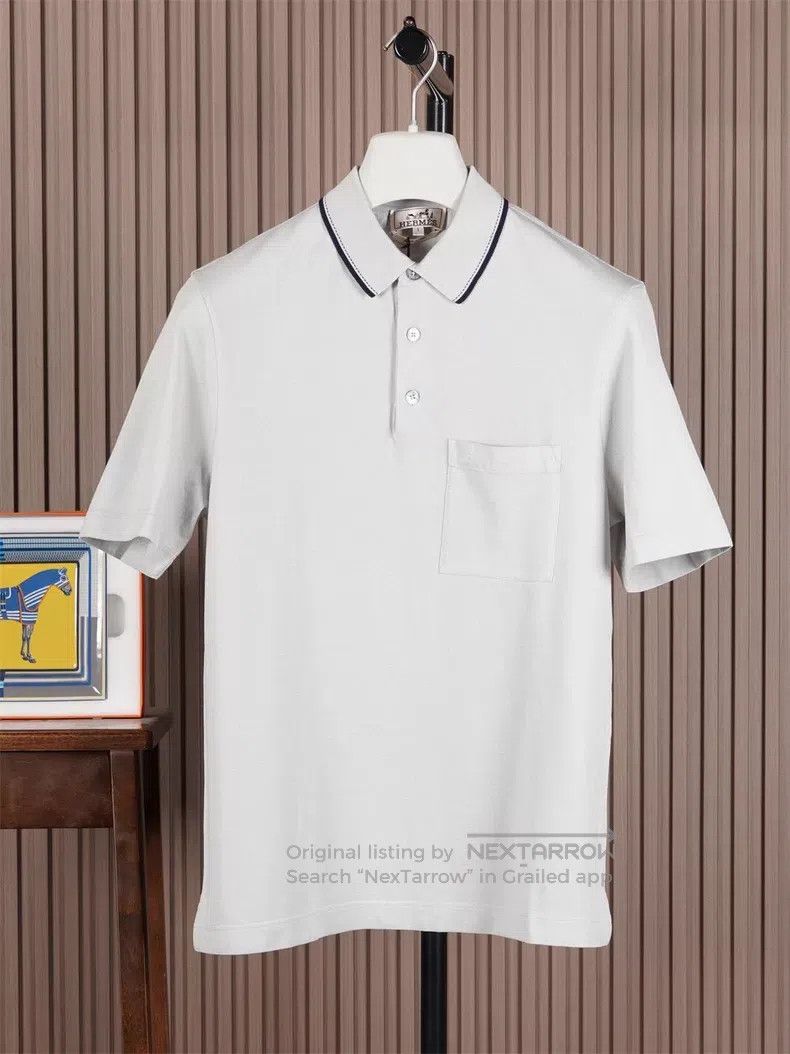 Hermes Hermes Light Bean Sauce Color Short Sleeve Polo Size US S / EU 44-46 / 1 - 1 Thumbnail