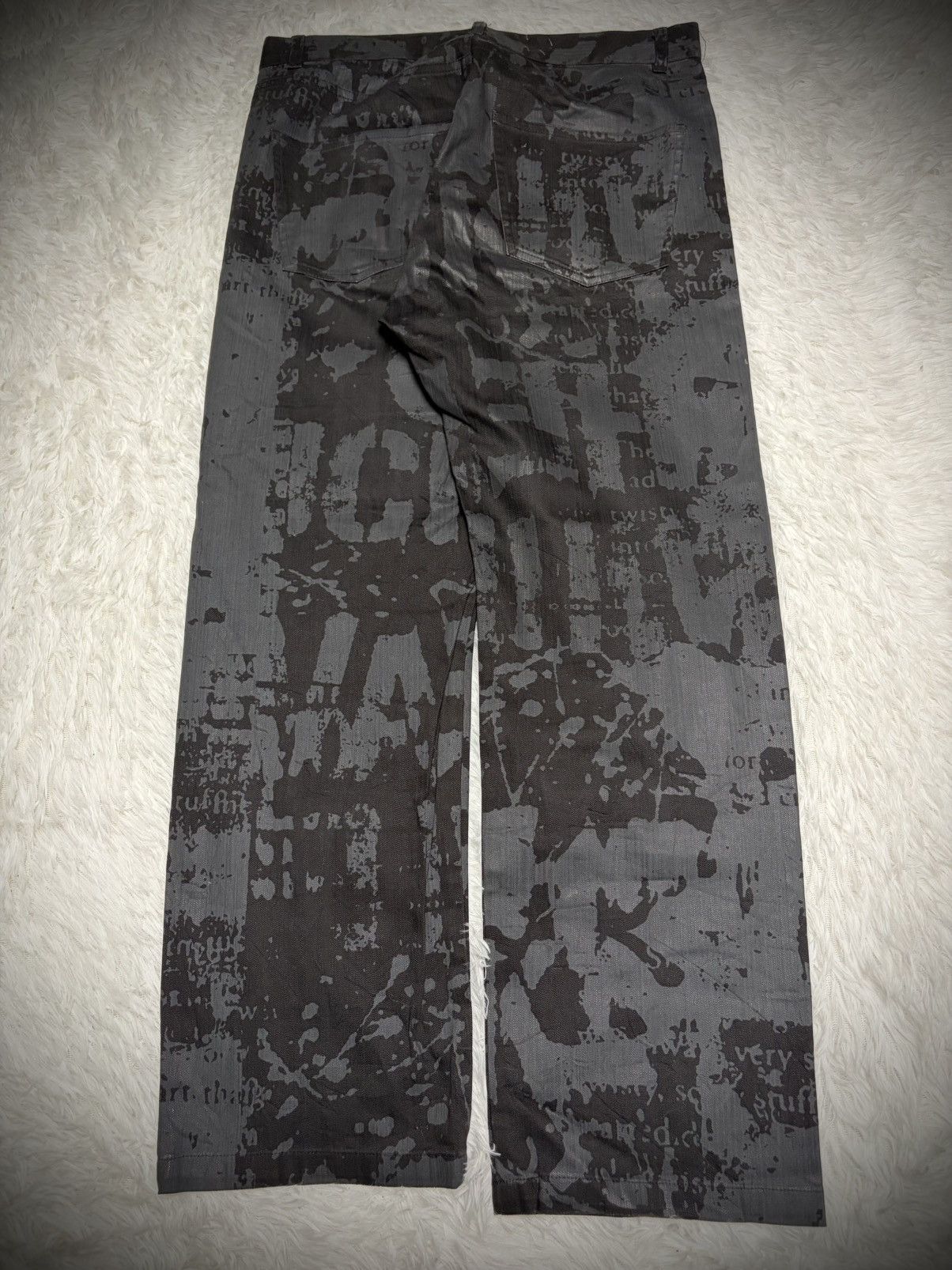 Tornado Mart Rare In The Attic Japan skull poem waxed jeans overprint Size US 30 / EU 46 - 5 Thumbnail