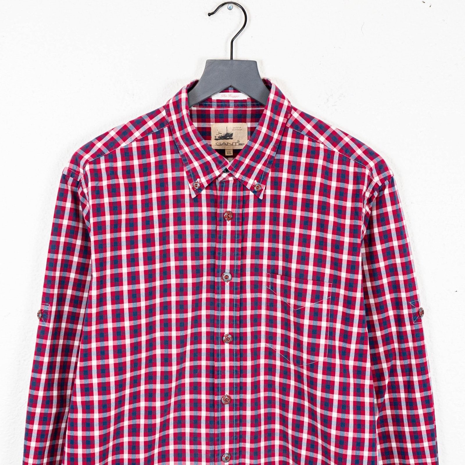 Gant GANT Rugger the HUGGER Button Down Shirt Red check XL Size US XL / EU 56 / 4 - 2 Thumbnail