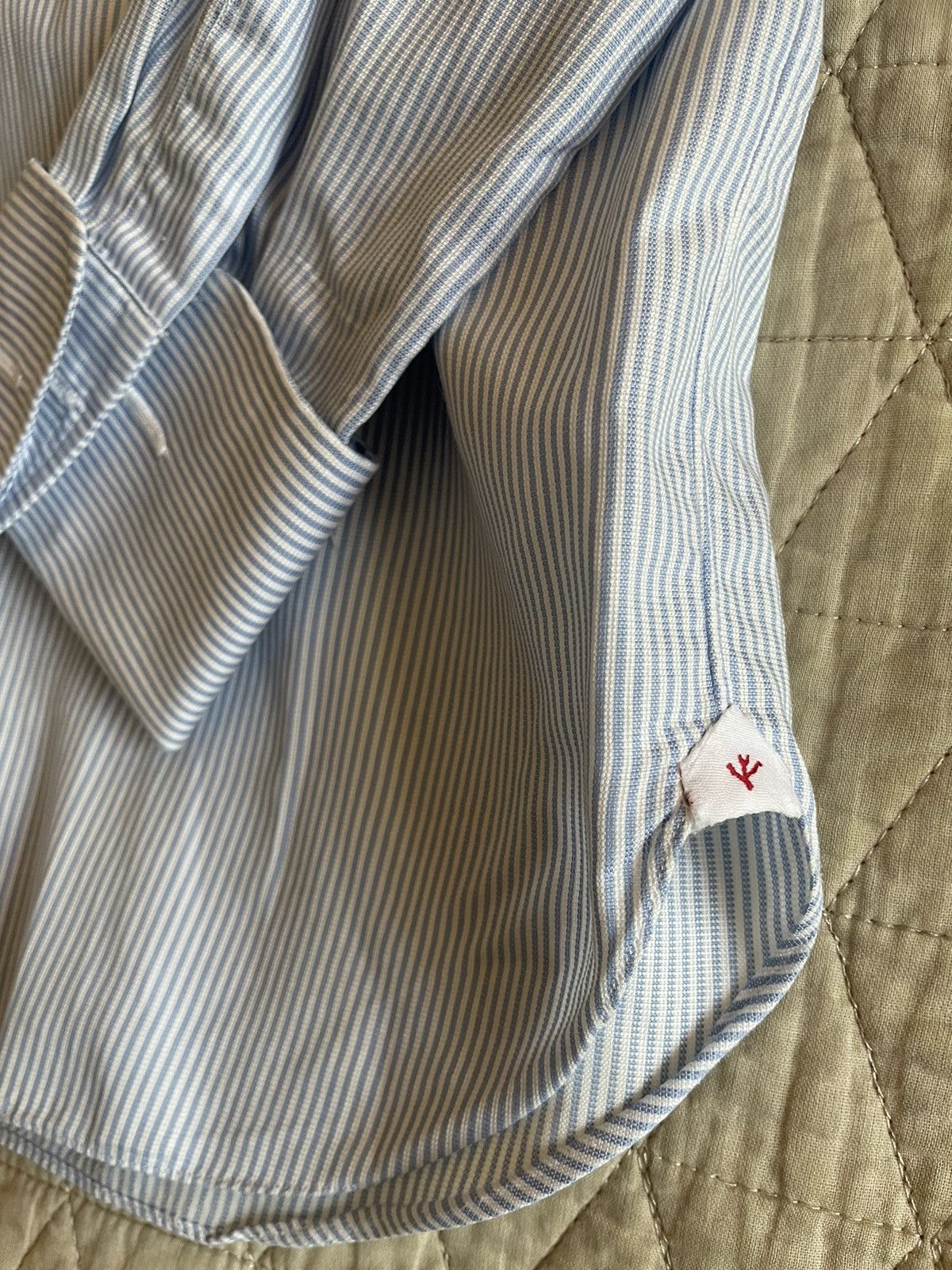 Isaia Striped Spread Collar French Cuff Shirt Size US L / EU 52-54 / 3 - 3 Thumbnail