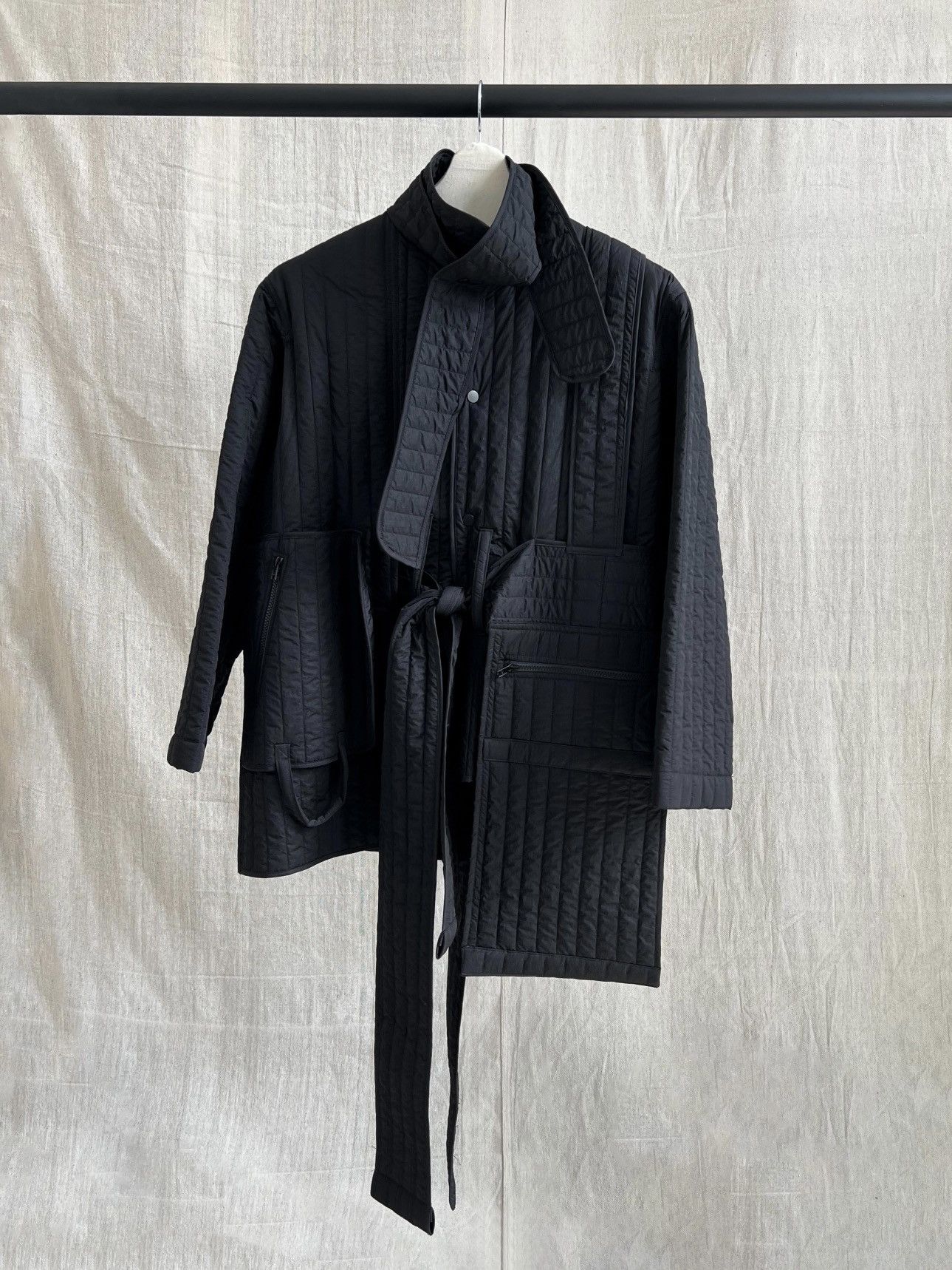 Pre-owned Craig Green Samurai Quilted Nylon Coat In Black