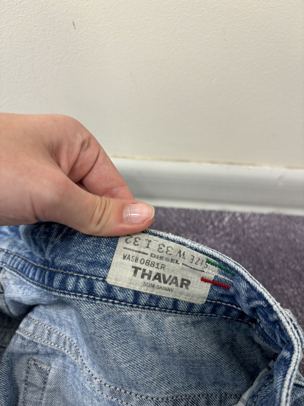 Diesel Vintage Diesel Thavar Y2K Faded Blue Ripped Slim Denim Jeans Size US 33 - 9 Thumbnail