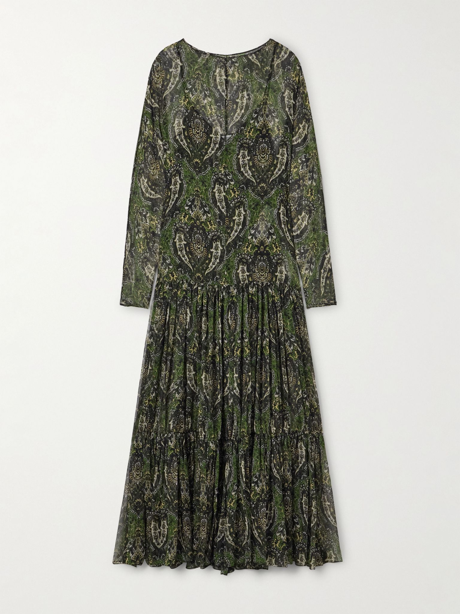 Saint Laurent Paris o1la1rc1a0226 820918 Long Dress in Paisley Silk Crepon Size M / US 6-8 / IT 42-44 - 1 Thumbnail