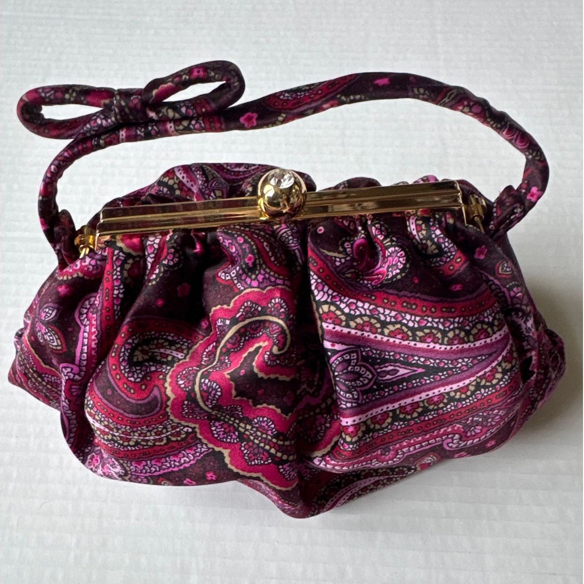 Ann Taylor Retro Paisley Ann Taylor Loft Evening Bag Gemstone Bow Size ONE SIZE - 1 Thumbnail