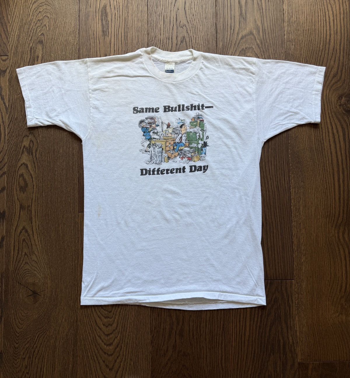 Vintage Vintage 80s Same Bullshit Different Day Statement Tee Size US M / EU 48-50 / 2 - 1 Thumbnail