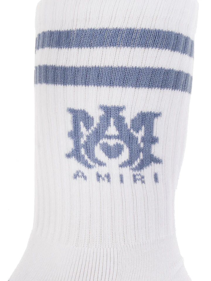 Amiri o1mle0925 Size: 45/46 MA Stripe Socks in White/Dusty Blue Size ONE SIZE - 2 Thumbnail