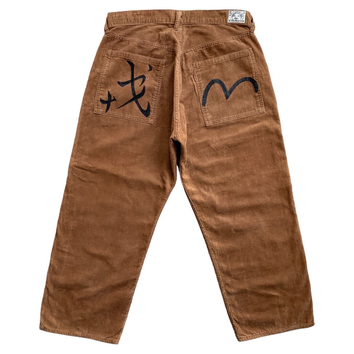 image of Evisu Yamane Kanji Seagull Corduroy Trousers in Brown, Men's (Size 33)