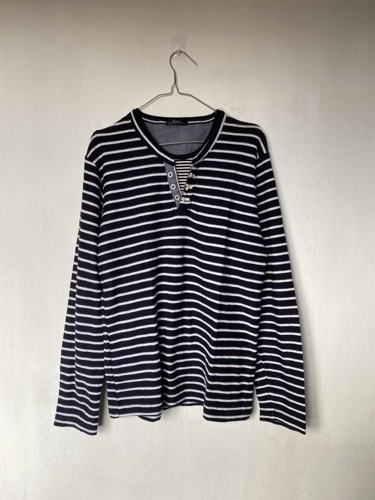 Beauty Beast × If Six Was Nine × Japanese Brand Mitex Multibutton Striped Grunge Longsleeve Size US L / EU 52-54 / 3 - 1 Thumbnail