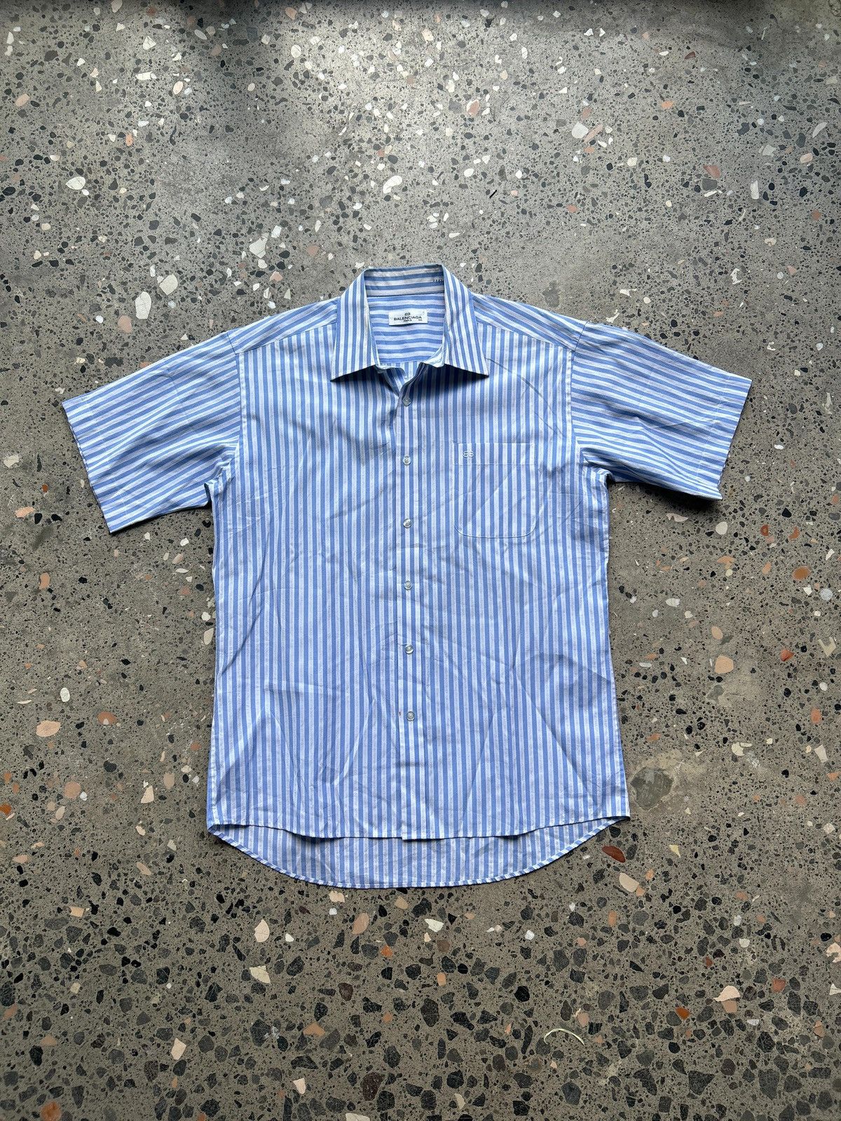 Balenciaga ✨ Balenciaga Striped Short-Sleeve Shirt ✨ Size US L / EU 52-54 / 3 - 1 Thumbnail
