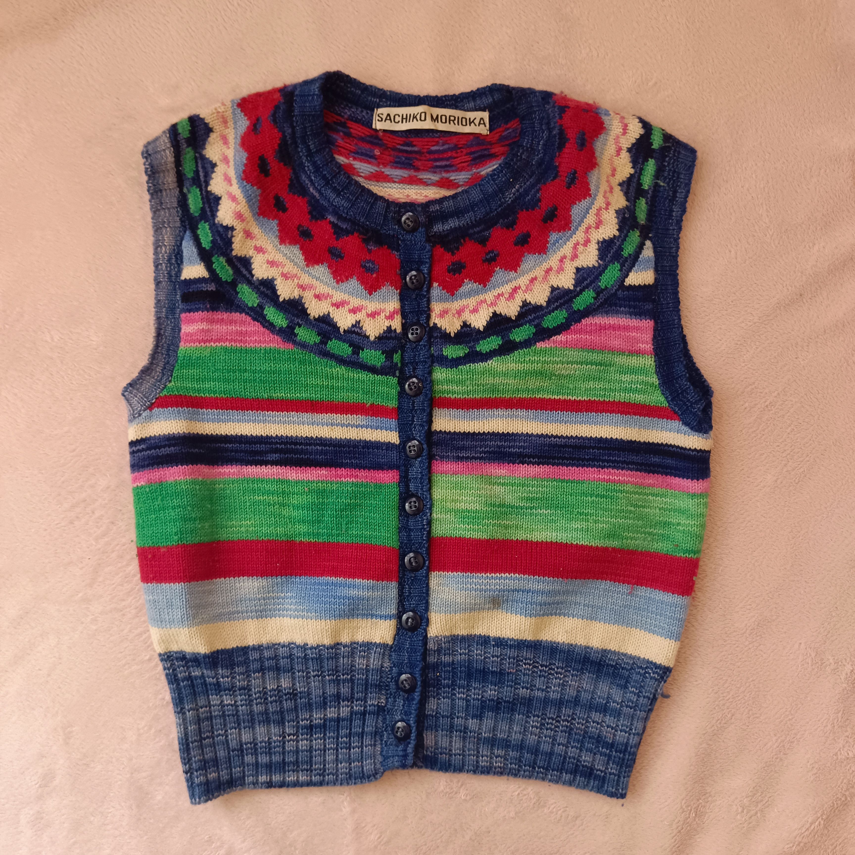 Japanese Brand Vintage Morioka Sachiko Handmade Knitted Vest Size S / US 4 / IT 40 - 1 Thumbnail