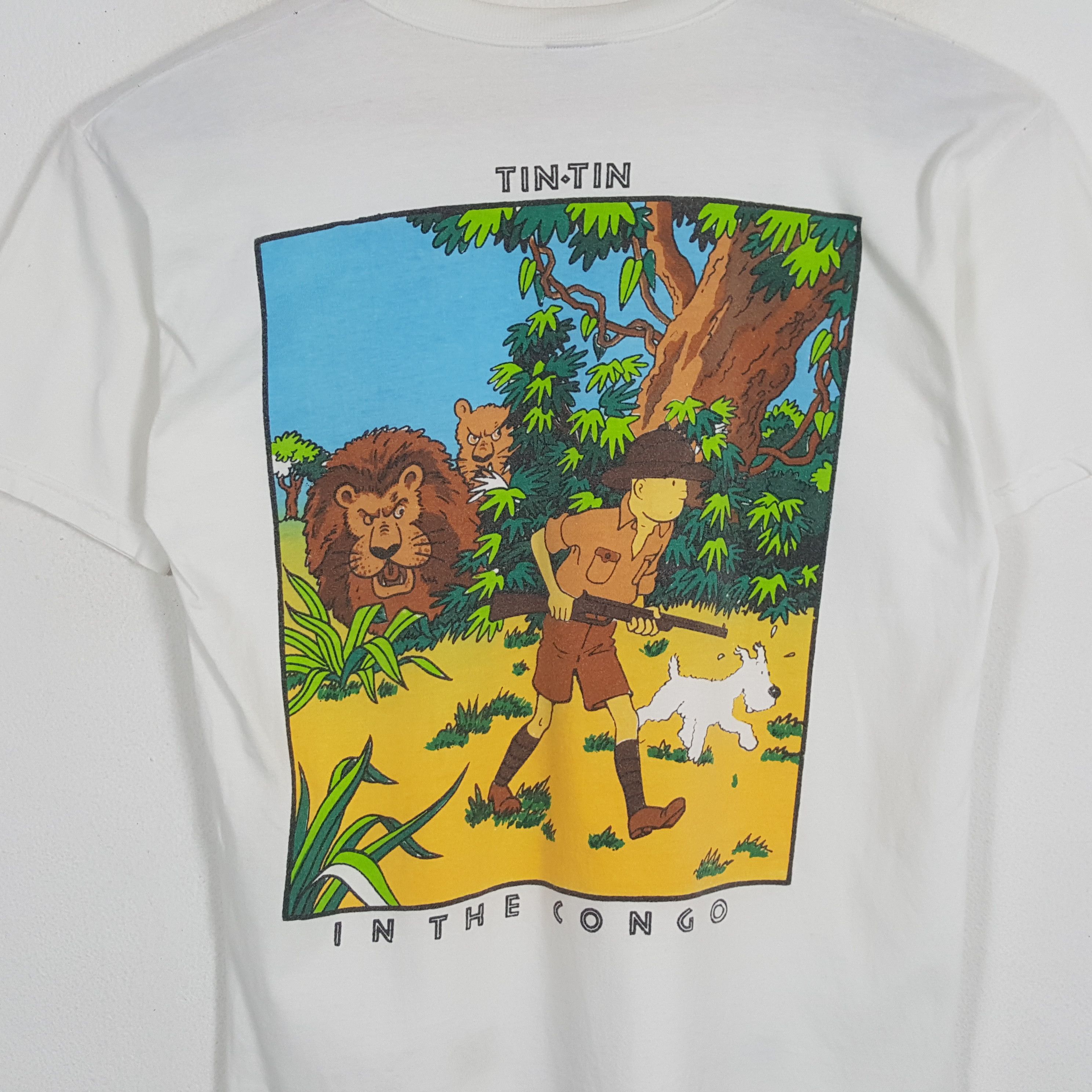 Vintage Vintage TINTIN IN THE CONGO American Animated T-Shirts Size US M / EU 48-50 / 2 - 2 Thumbnail