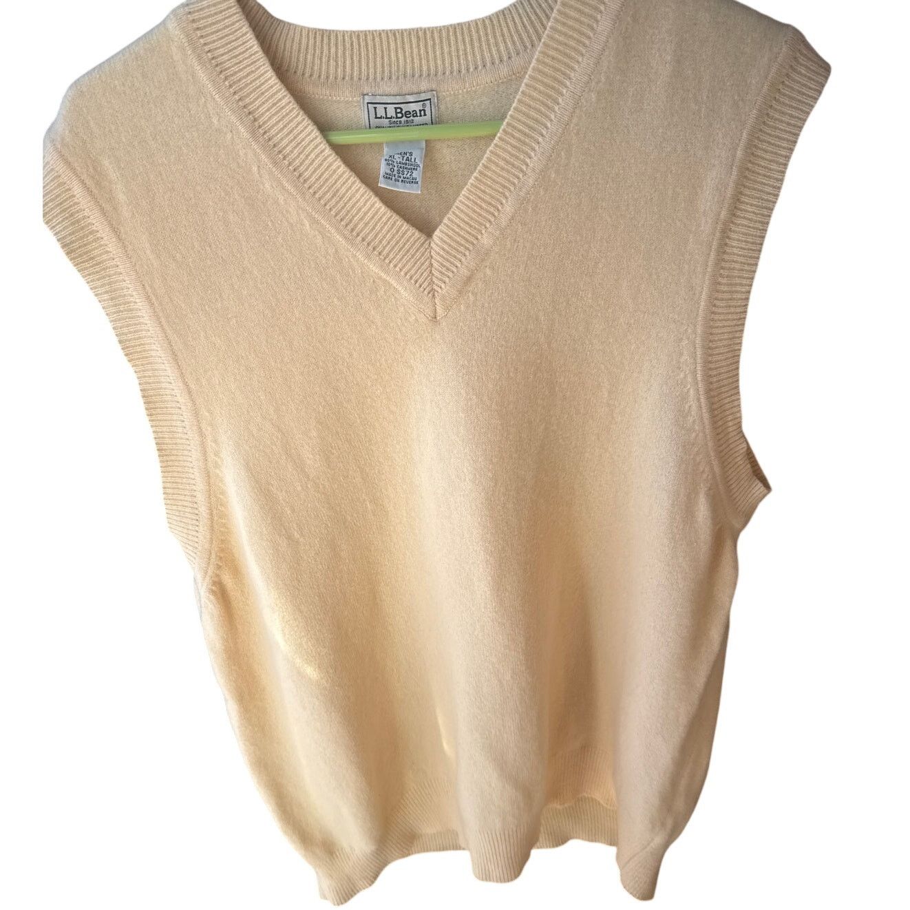 L.L. Bean Retro L.L. Bean Pale Yellow Sweater Vest Wool & Cashmere XL Size US XL / EU 56 / 4 - 1 Thumbnail