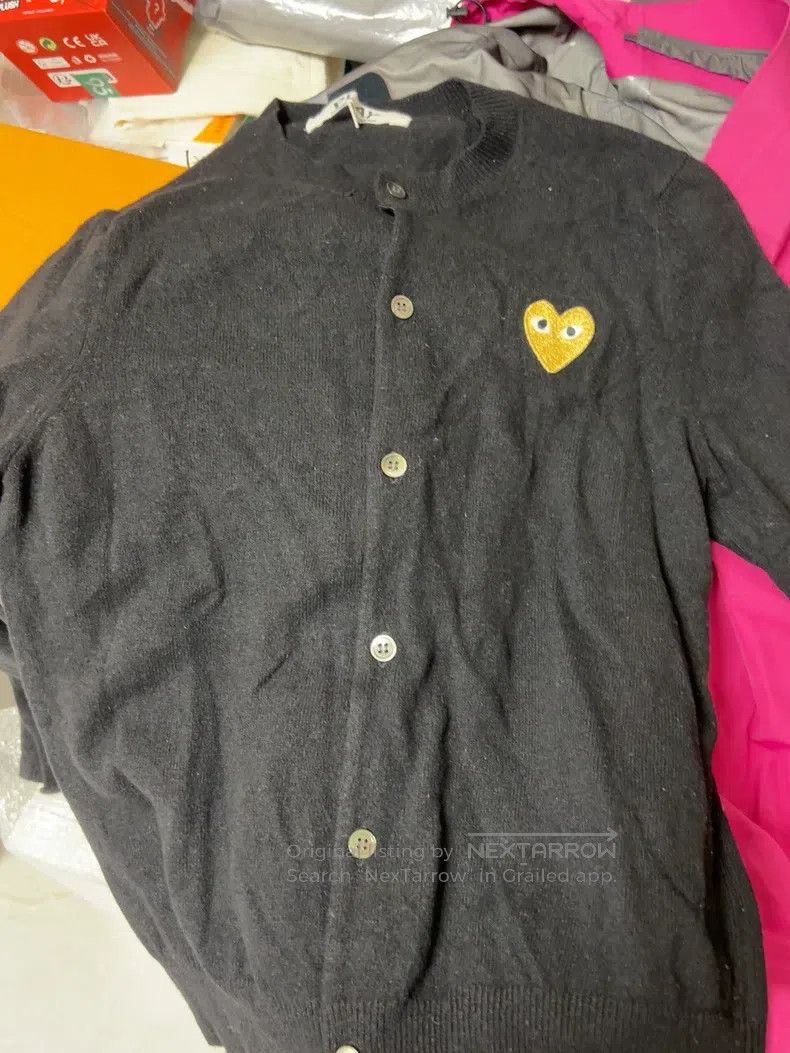 Comme des Garcons Comme Des Garcons Golden heart wool cardigan, black Size L / US 10 / IT 46 - 1 Thumbnail
