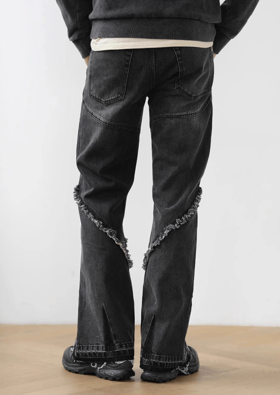 Vintage Distressed Dirty Wash Flared Pants – Narrow Cut Fringe Size US 33 - 4 Thumbnail