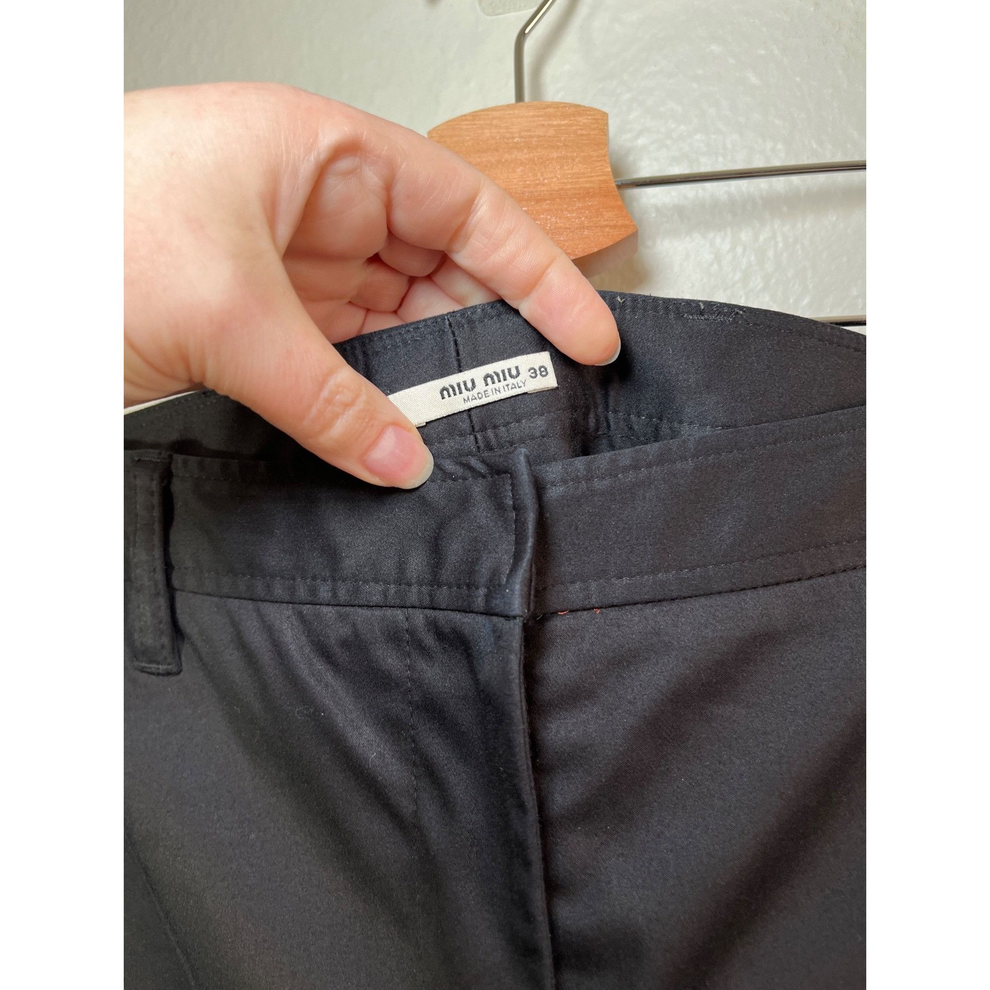 Miu Miu Miu Miu Black Slim Fit Cropped Dress Pants Size 38 Size 30" / US 8 / IT 44 - 4 Thumbnail