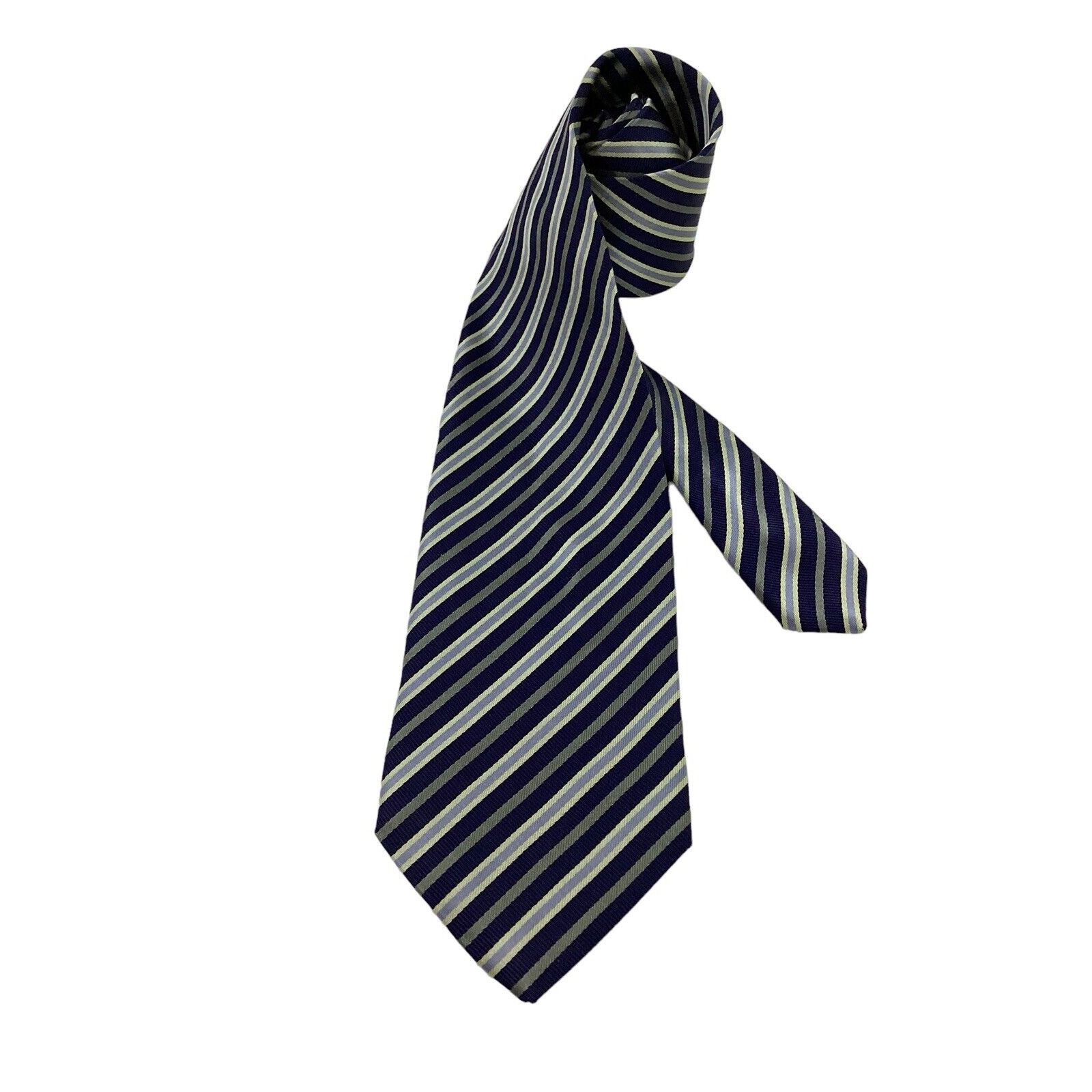 Bally BALLY Blue Striped Luxury Designer Silk Tie Made In Italy W: Size ONE SIZE - 1 Thumbnail