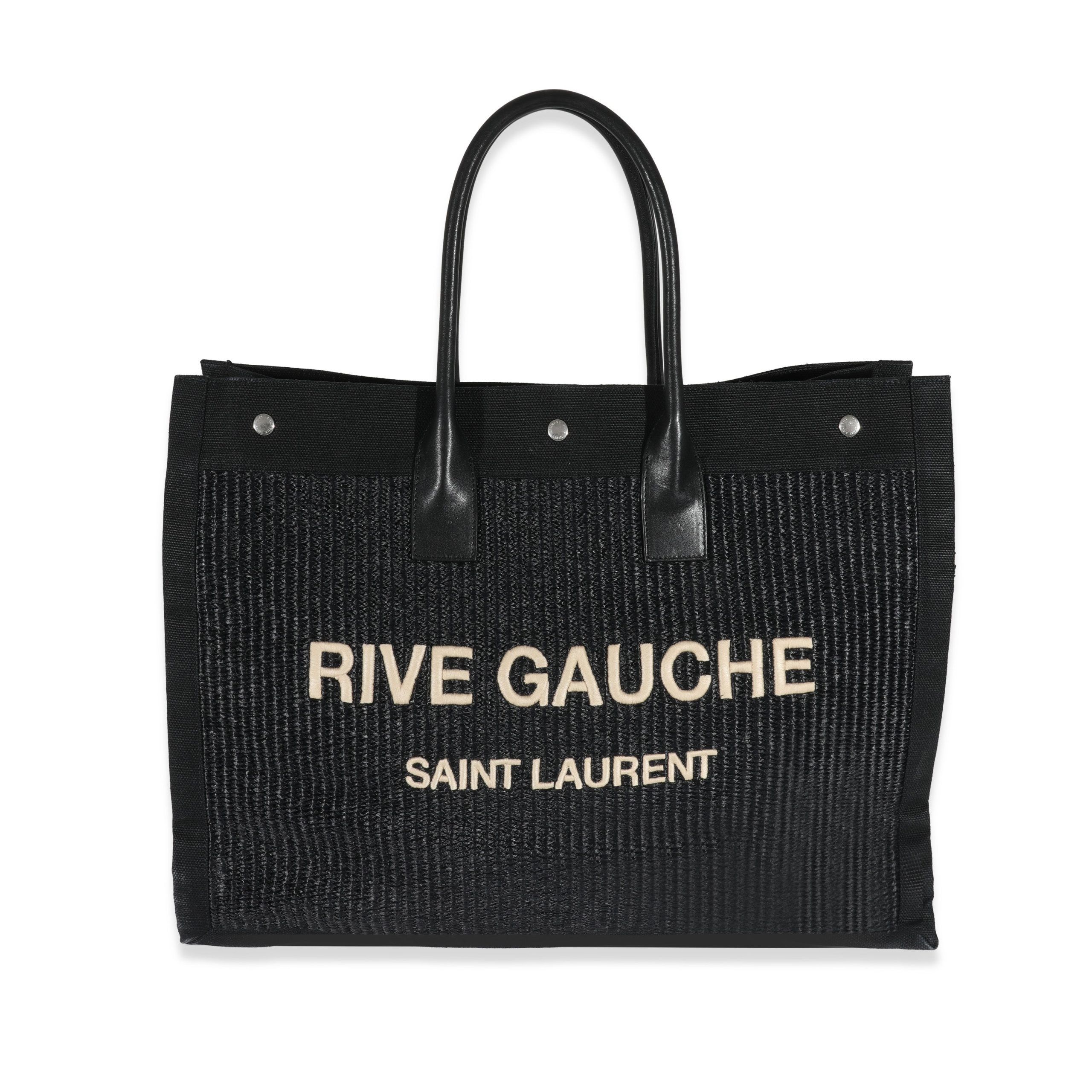 Saint Laurent Black Raffia Large Rive Gauche Tote