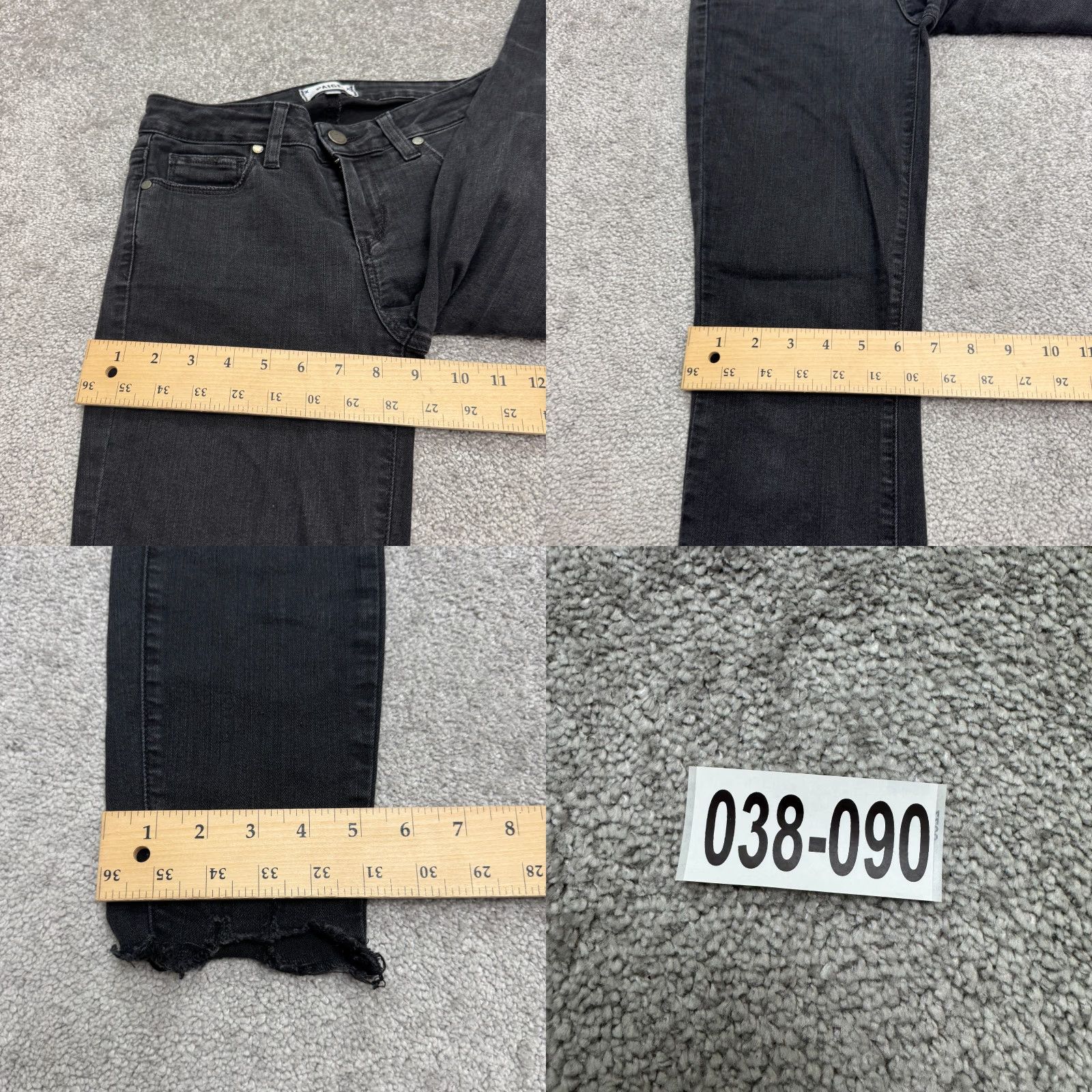 Paige Paige Verdugo Jeans Womens 26 Black Distressed Ankle 27 Inseam Regular 26x27 Denim Cotton Blend 5-Pocket Logo Belt Loops Zipper Button Size 26" / US 2 / IT 38 - 9 Thumbnail