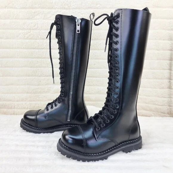 Demonia Cult DEMONIA Riot 20 Goth Combat Biker Steel Toe Boots Black Leat Size US 11 / EU 44 - 5 Thumbnail