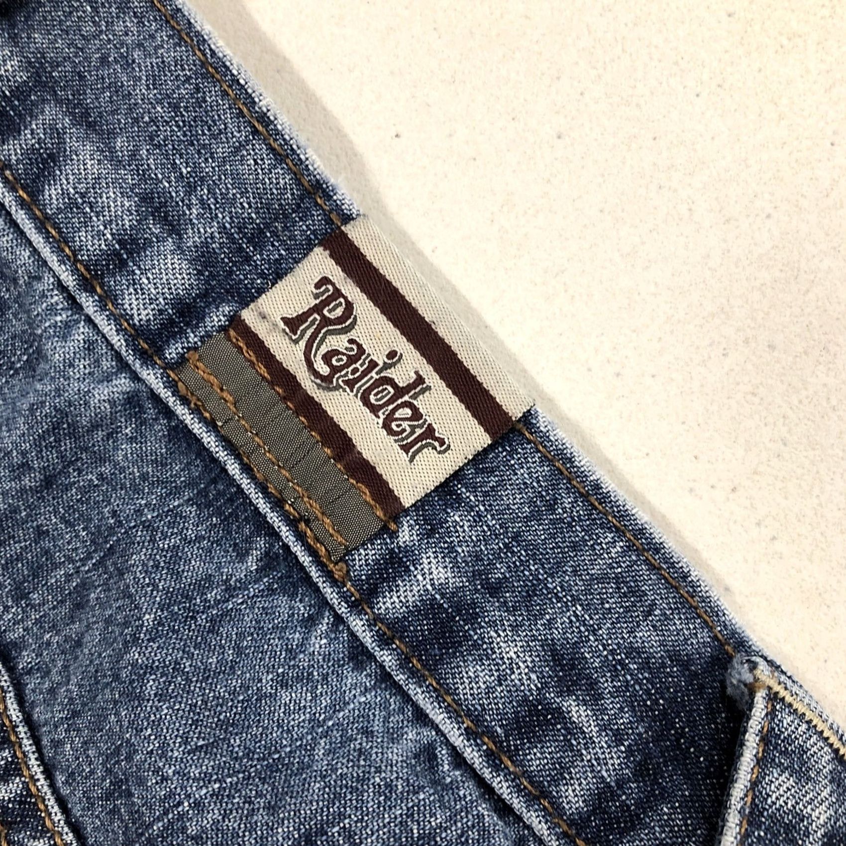 Vintage Raider Jeans Mens 32 x 29.5 Blue Baggy Embroidered Logo 5-Pocket Wide-Leg Distressed Hip Hop Skater Vintage Jeans Mens Regular Size US 32 / EU 48 - 3 Thumbnail
