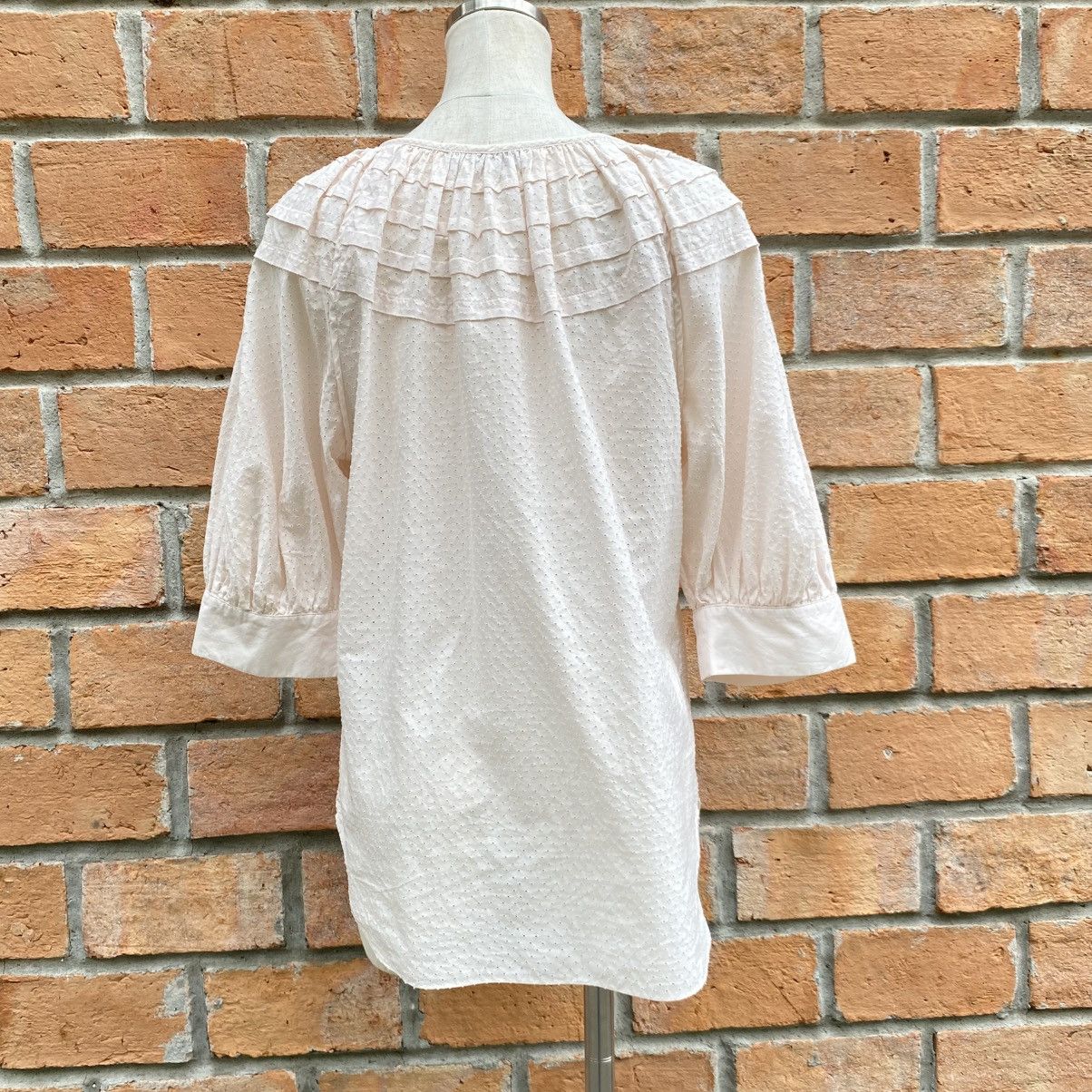 Loewe Loewe Light Pink Ruffle Front Blouse with 3/4 Sleeves Size XS / US 0-2 / IT 36-38 - 4 Thumbnail