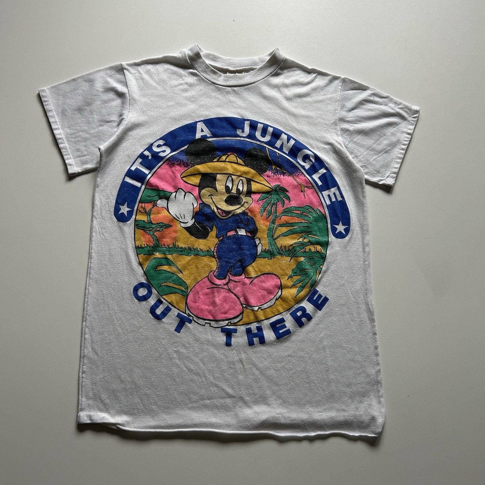 Disney Vintage Mickey Mouse T Shirt XS 80s Disney Jungle Art Rare Size US XS / EU 42 / 0 - 1 Thumbnail