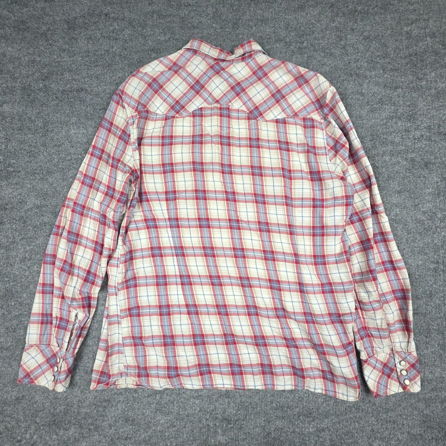 Levi's VINTAGE Levis Pearl Snap Shirt Mens XL White Red Plaid Sawtooth Western Rockabilly Men Mens XL Button-Up Collared Long Sleeve Pocket Logo Cotton Size US XL / EU 56 / 4 - 3 Thumbnail