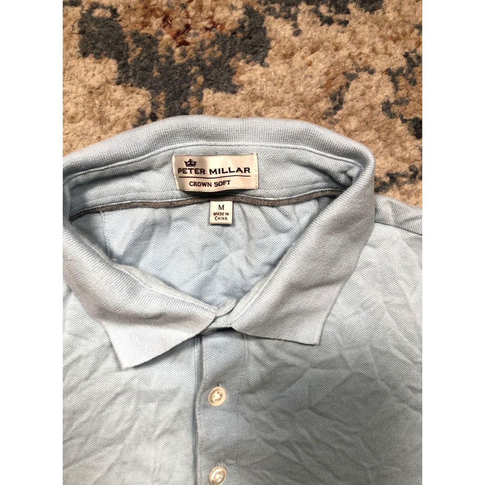 Peter Millar Peter Millar Polo Shirt Mens M Blue Solid Golf Cotton Blend Short Sleeve Size US M / EU 48-50 / 2 - 6 Thumbnail