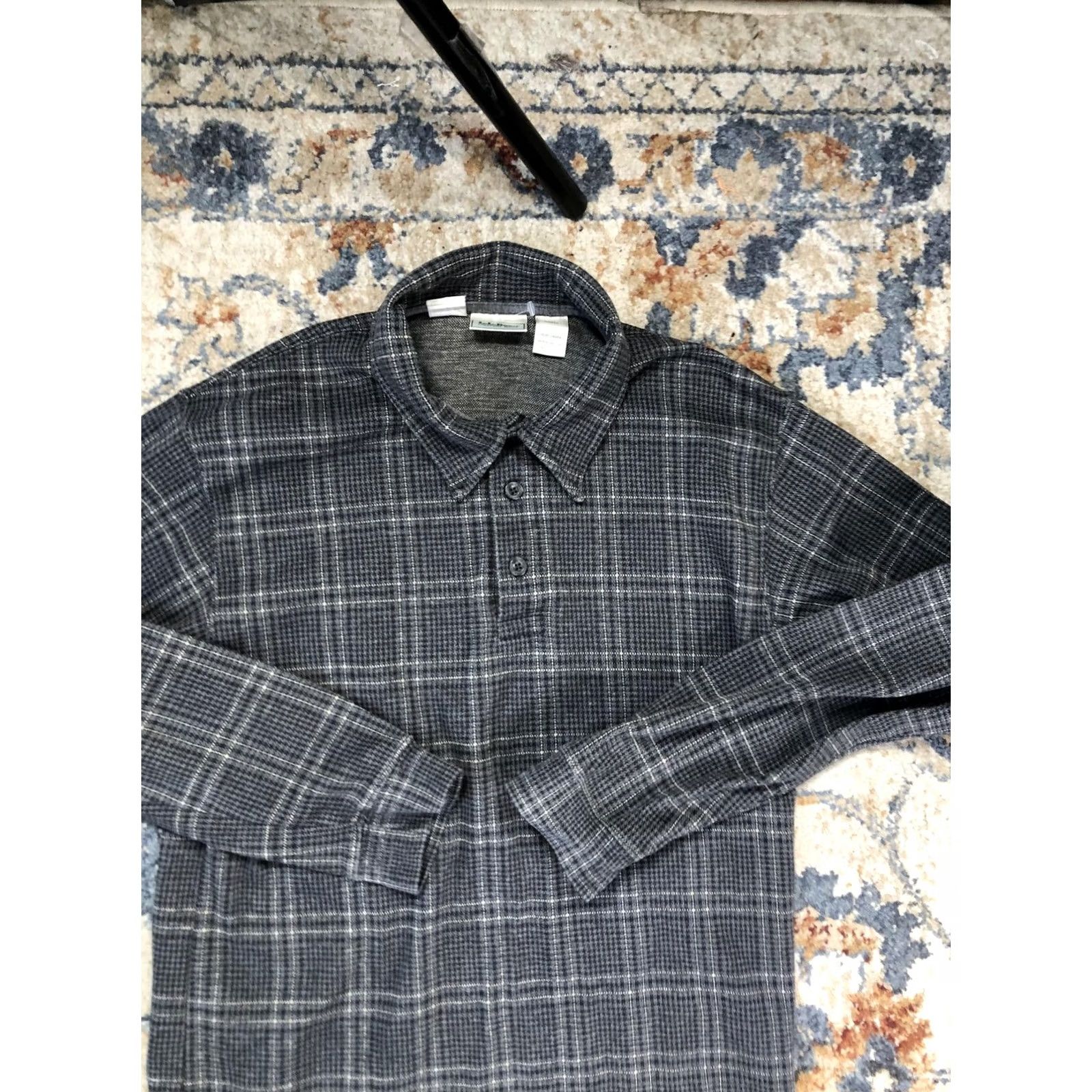 Vintage L.L. Bean Polo Shirt Mens Small Gray Plaid Knit Long Sleeve Casual Size US S / EU 44-46 / 1 - 2 Thumbnail