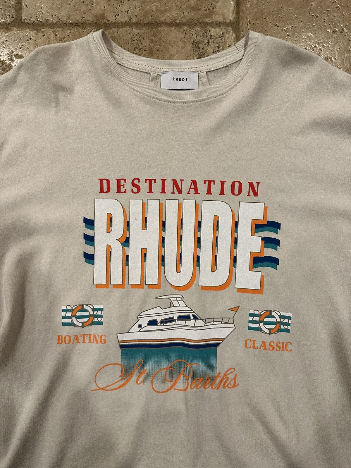 Rhude Rhude Destination Boating Classic Saint Barths Cream T-Shirt Size US XL / EU 56 / 4 - 5 Thumbnail