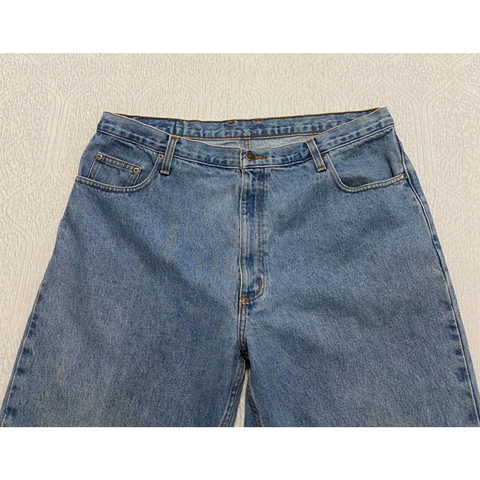 Perry Ellis Perry Ellis America Jeans Mens Size 40x32 Blue Straight Light Wash Jeans Size US 40 / EU 56 - 7 Thumbnail