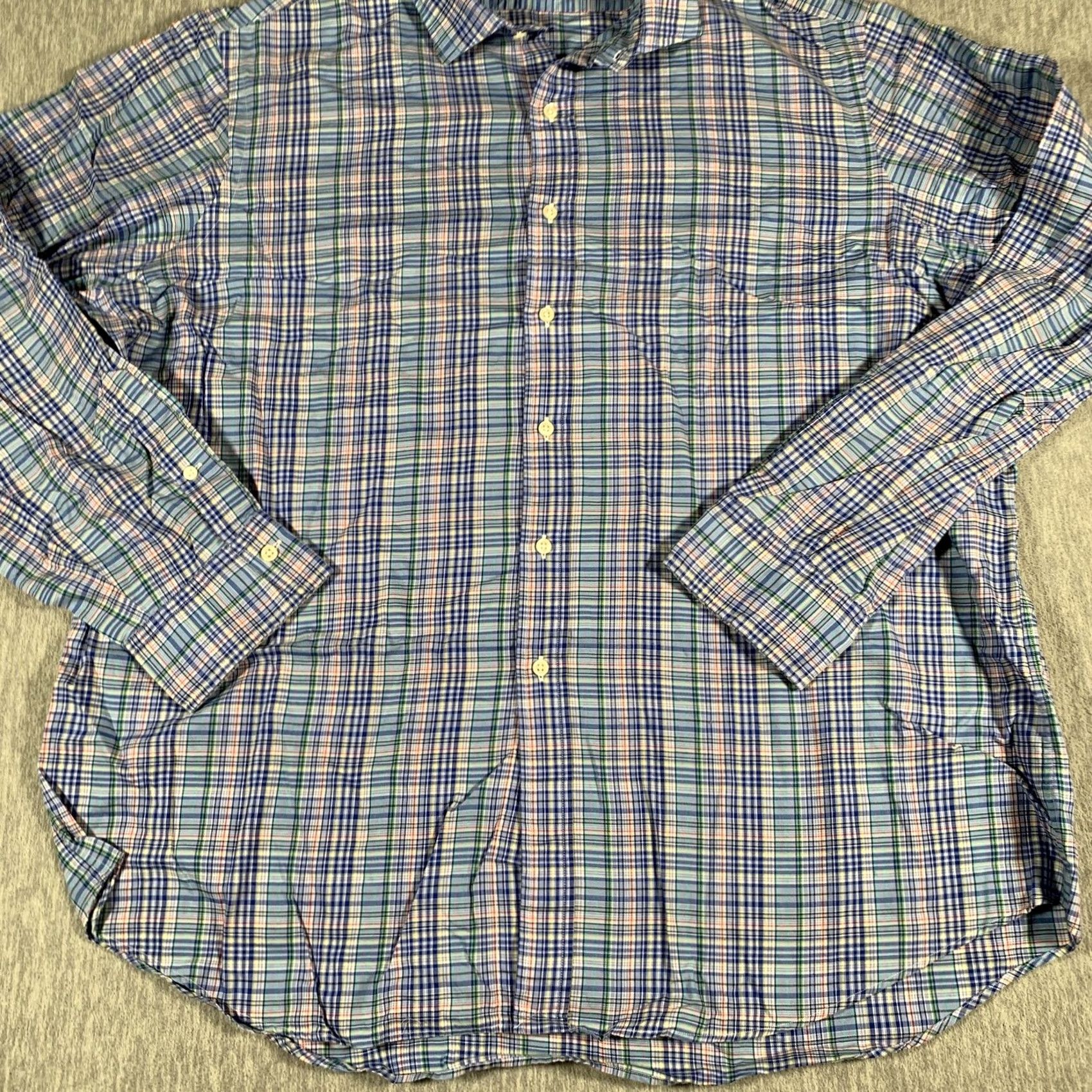 Polo Ralph Lauren Polo Ralph Lauren Shirt Mens 2XL Blue Green Plaid Button-Down Cotton Casual Long Sleeve Button-Up with Pockets Size US XXL / EU 58 / 5 - 3 Thumbnail