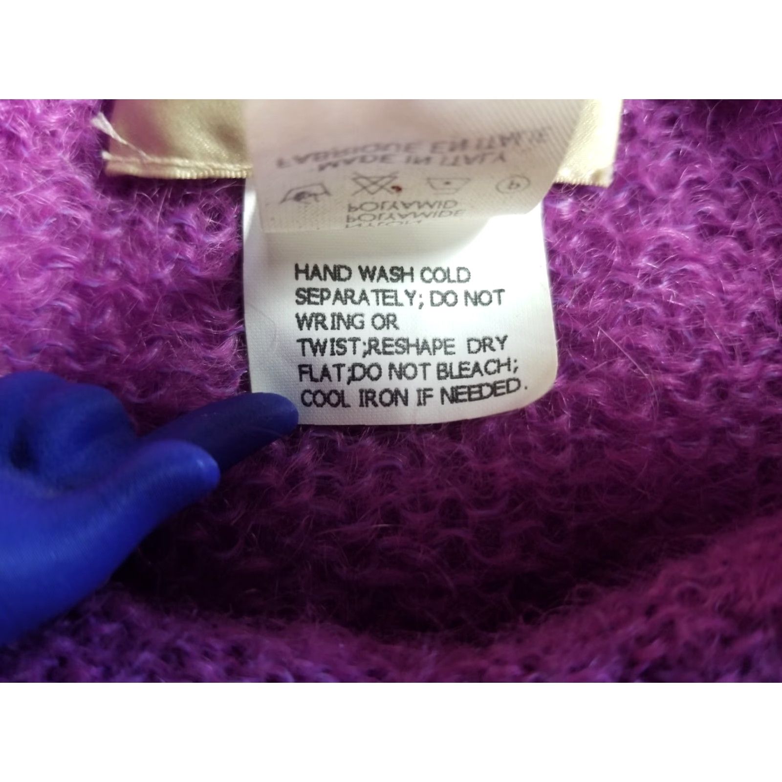 Nordstrom VINTAGE Nordstrom Mohair Crochet Poncho Shawl One Size Purple Italy Women Shawl/Wrap Knit Mohair Size ONE SIZE - 6 Thumbnail