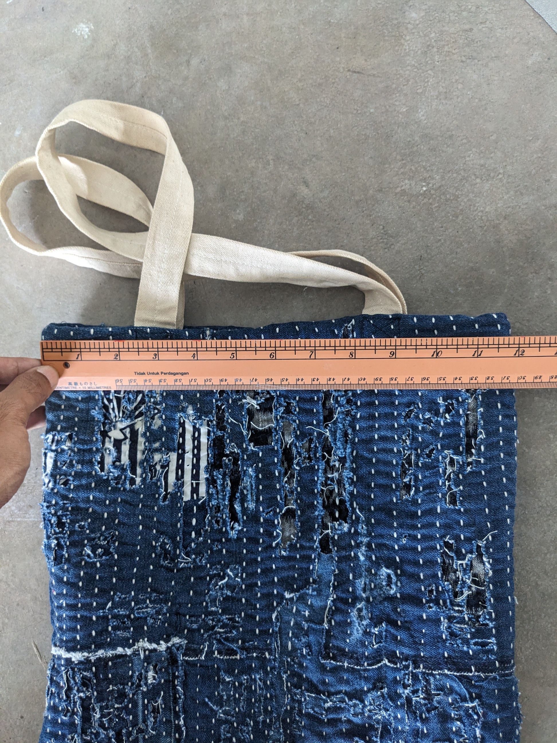 Art Comes First × Japanese Brand Denim Tote Bag Boro Sashiko Inspired Kapital Boro Jeans Size ONE SIZE - 11 Thumbnail