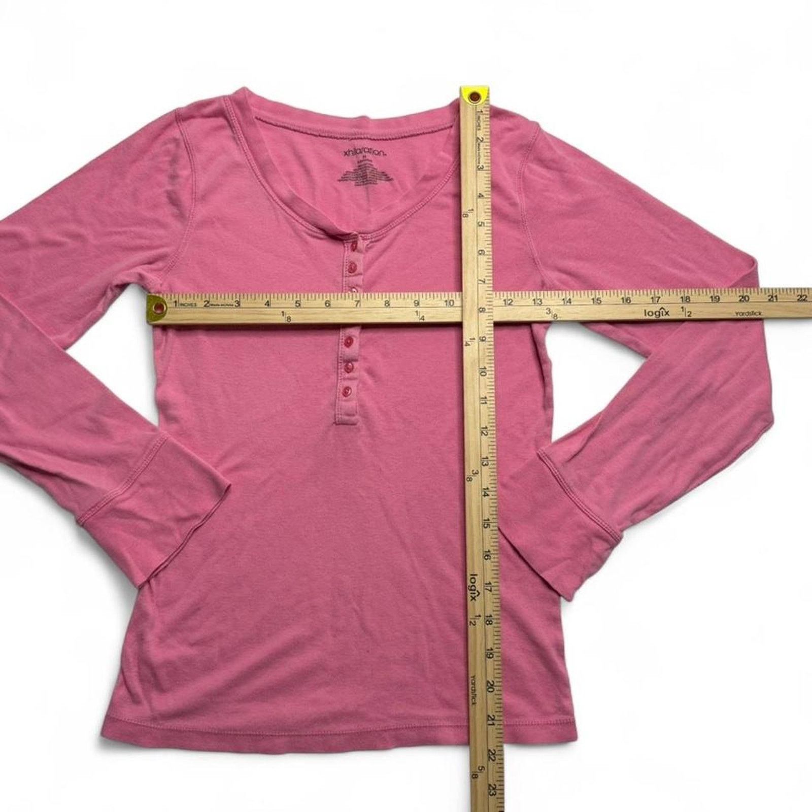 Other Pink Y2K Fitted Henley 2000s 100% Cotton Long Sleeve Size M Size M / US 6-8 / IT 42-44 - 3 Thumbnail