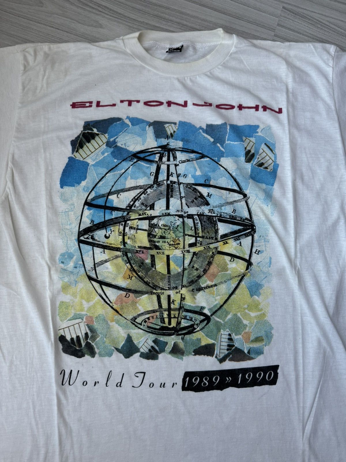 Band Tees × Vintage Vintage Elton John 1989-1990 World Tour T-Shirt White Size US XL / EU 56 / 4 - 2 Thumbnail