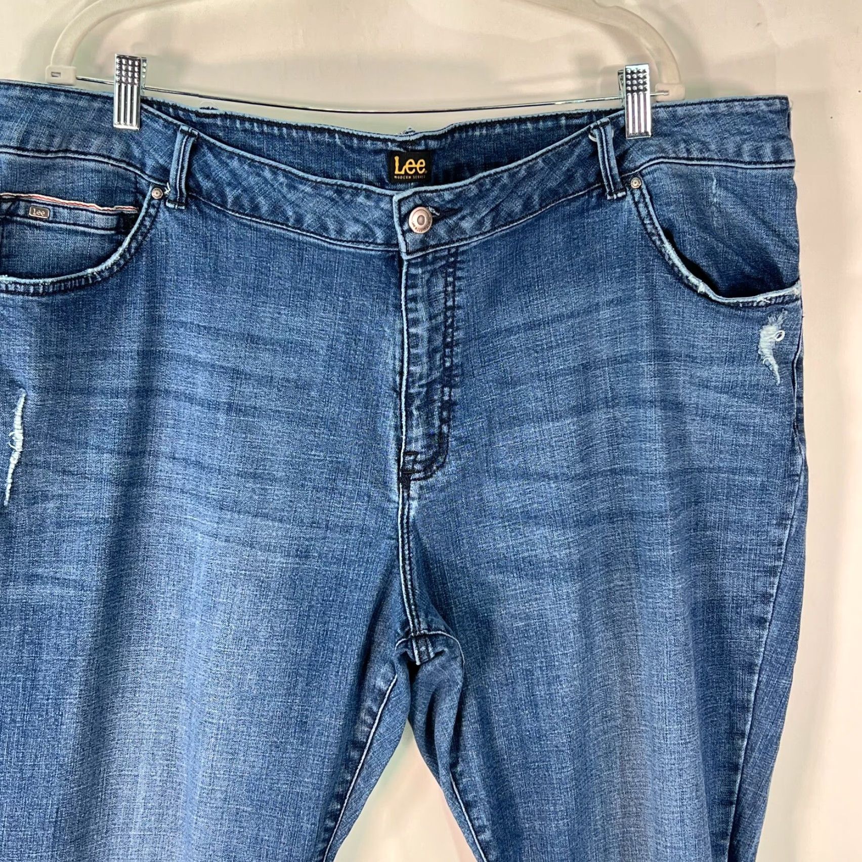 Lee Lee Jeans Women 24W Mid Rise Cuffed Cropped Blue Denim Modern Series Medium Size 42" / US 20 - 3 Thumbnail