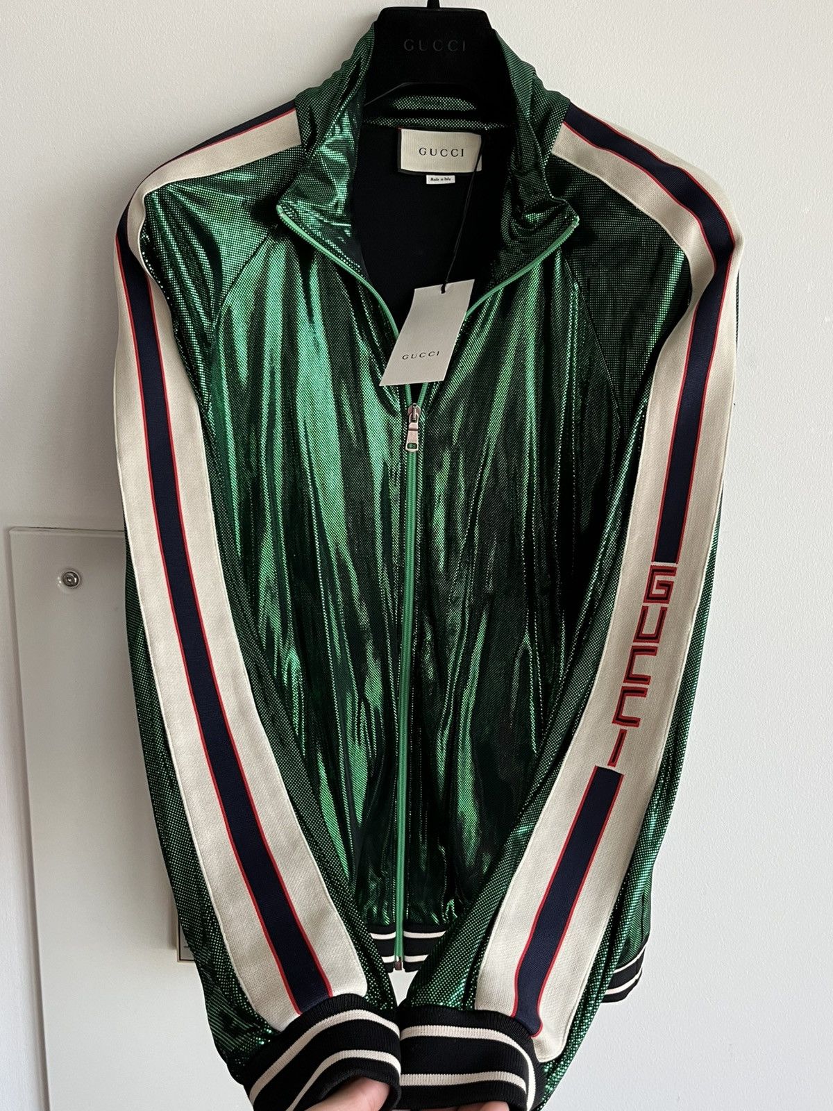 $4k Value Super Runway Gucci Glitter Laminated Track Jacket