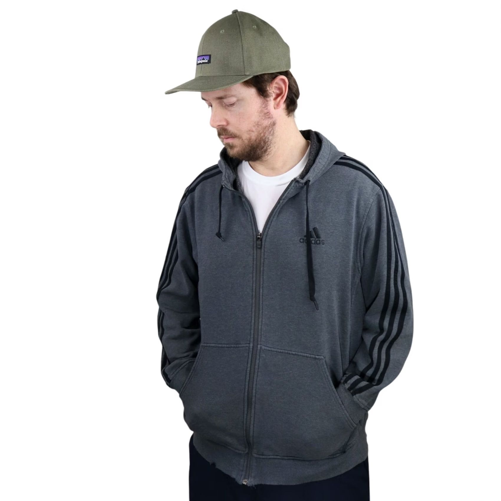 Adidas VINTAGE Adidas Hoodie Gray XL Men Baggy 3-stripe Graphic Print Hooded Streetwear Swing Skate Surf Grunge Size US XL / EU 56 / 4 - 2 Thumbnail