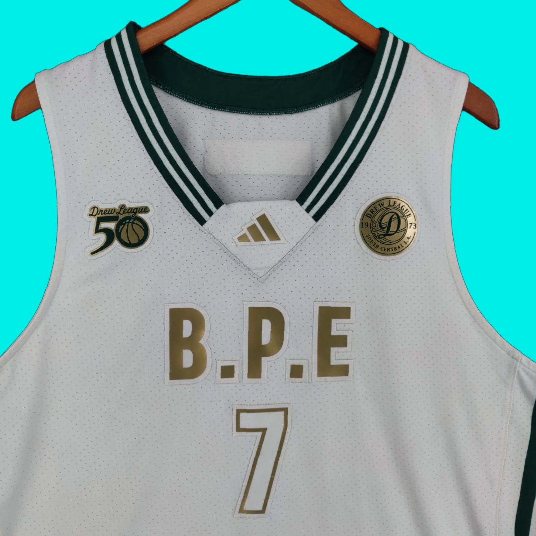 Adidas Adidas Drew League Jersey XL White Gold 7 South Central LA Rare 2023 50th Size US XL / EU 56 / 4 - 1 Thumbnail